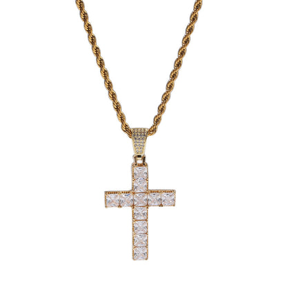 Jewelry Square Zircon Cross Necklace Crosses St. Valentine's Jesus Pieces