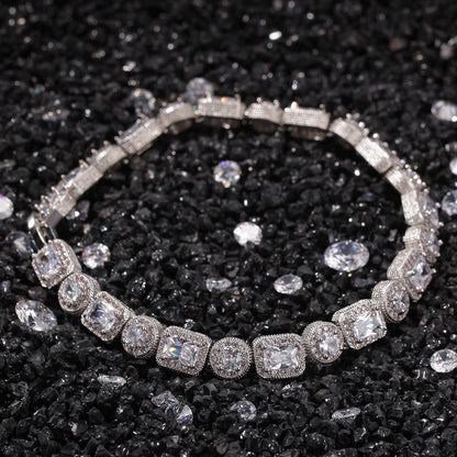 Bracelet Hip Hop Bracelet Square Round Copper with Zircon St. Valentine's Spectrum