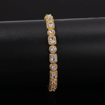 Bracelet Hip Hop Bracelet Square Round Copper with Zircon St. Valentine's Spectrum