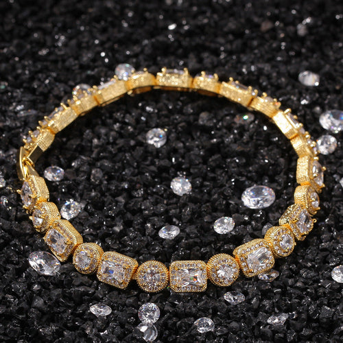 Bracelet Hip Hop Bracelet Square Round Copper with Zircon St. Valentine's Spectrum