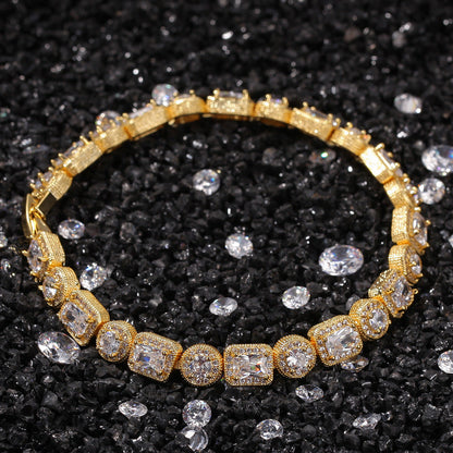 Bracelet Hip Hop Bracelet Square Round Copper with Zircon St. Valentine's Spectrum