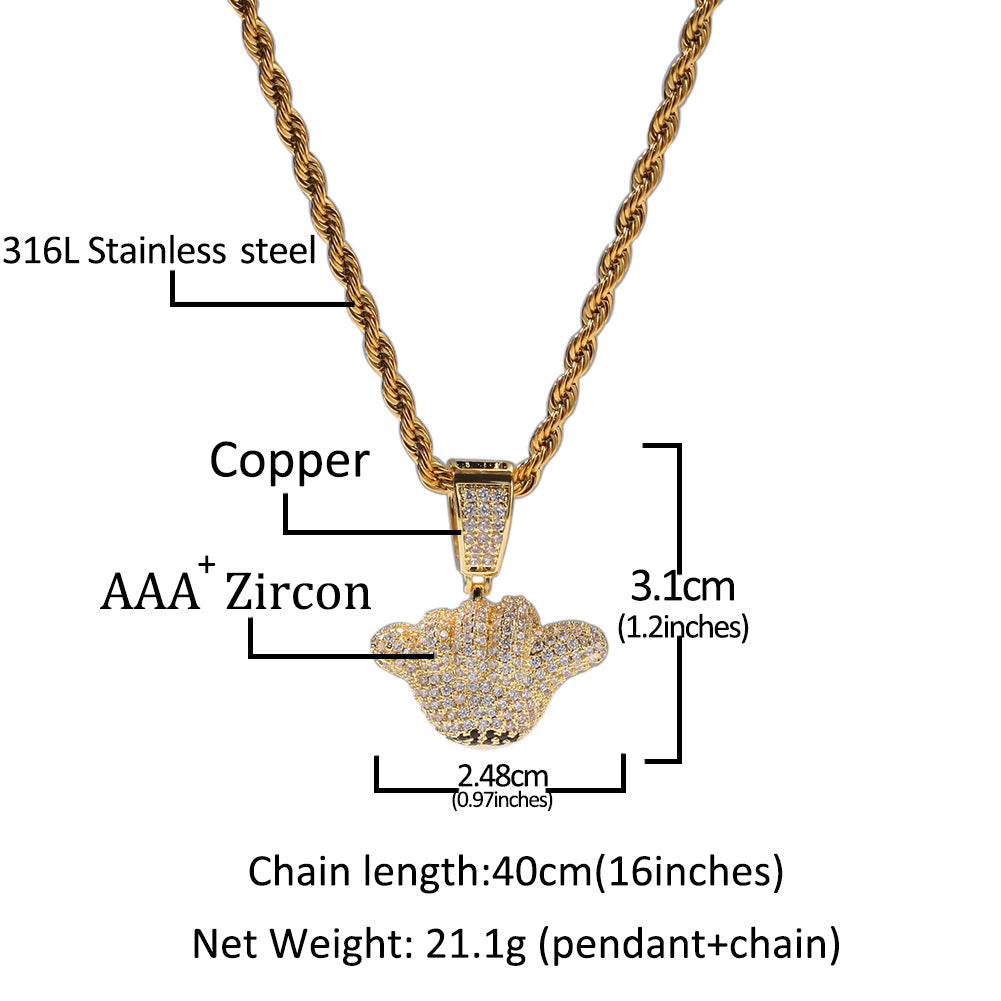 Jewelry Gold Plated 666 Pendant Necklace Pendant Hiphop Number Pieces Spectrum