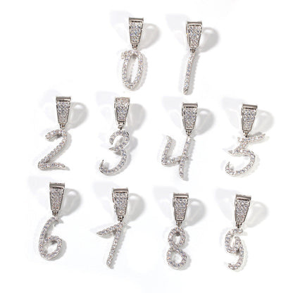 Jewelry Grass Numeral Alphabet Pendant Copper Inlaid Zircon Word Up Spectrum
