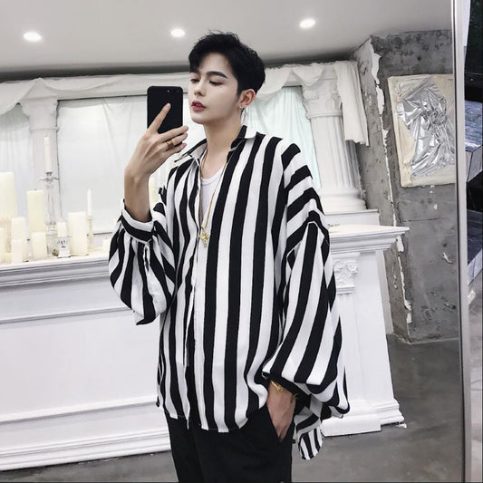Men Shirts Stripes All-Matching Loose Casual