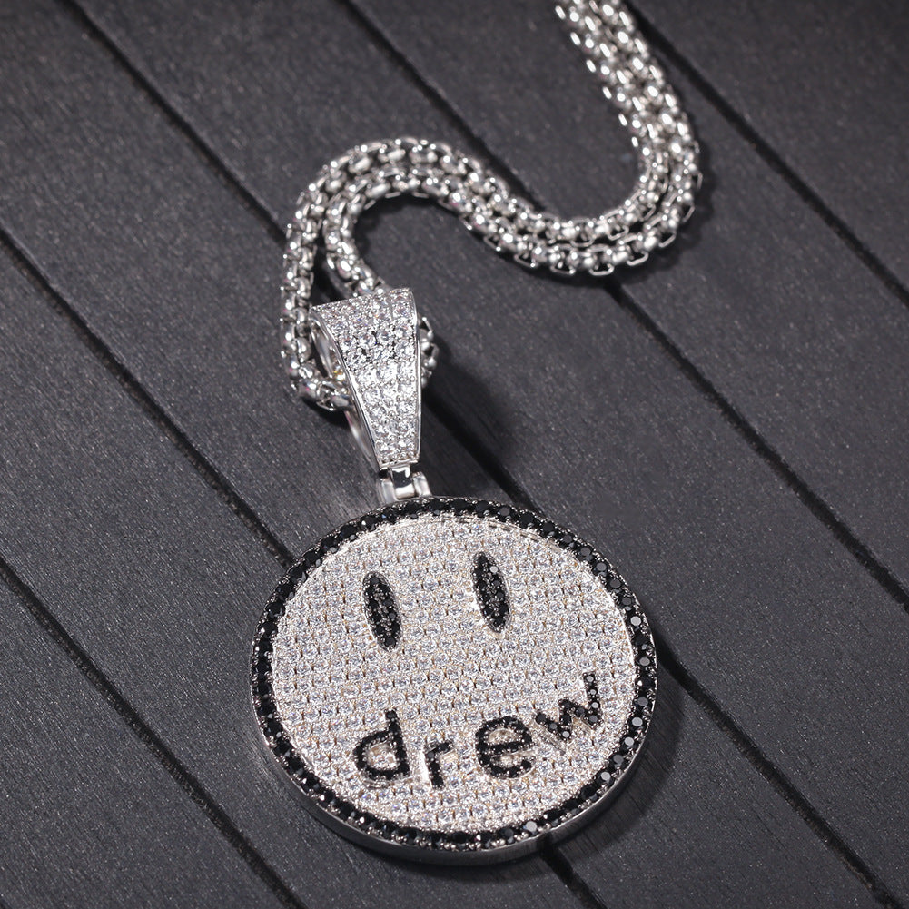 Jewelry drew letter smiley face pendant necklace slightly set with zircon St. Valentine's Spectrum Alphabet Pieces