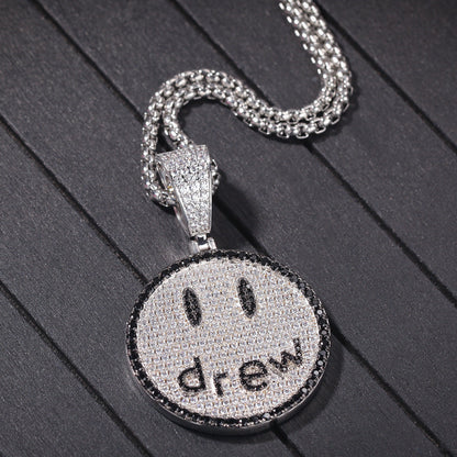 Jewelry drew letter smiley face pendant necklace slightly set with zircon St. Valentine's Spectrum Alphabet Pieces
