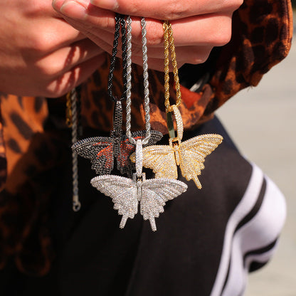Jewelry Copper Zircon Colored Butterfly Pendant Necklace ins Animal St. Valentine's Spectrum