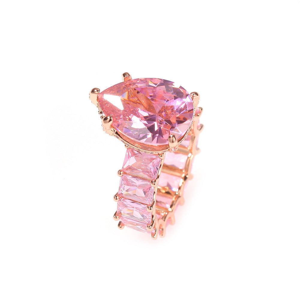 Rings Square Zirconium Hip Hop Ring Single Row Zircon St. Valentine's