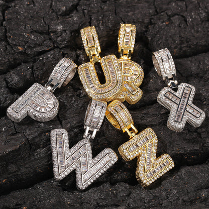 Jewelry Rock Sugar Zircon English Alphabet Pendant Design Necklace Jewelry Spectrum St. Valentine's Word Up