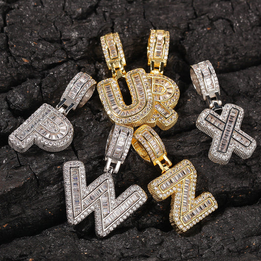 Jewelry Rock Sugar Zircon English Alphabet Pendant Design Necklace Jewelry Spectrum St. Valentine's Word Up