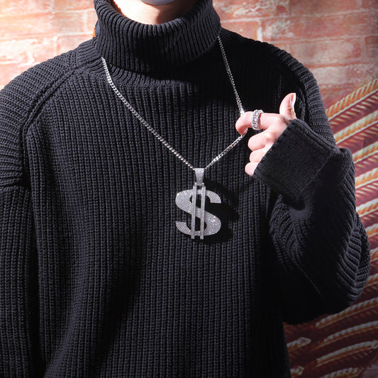 Jewelry Dollar Pendant Necklace Copper Set Zircon Royalty