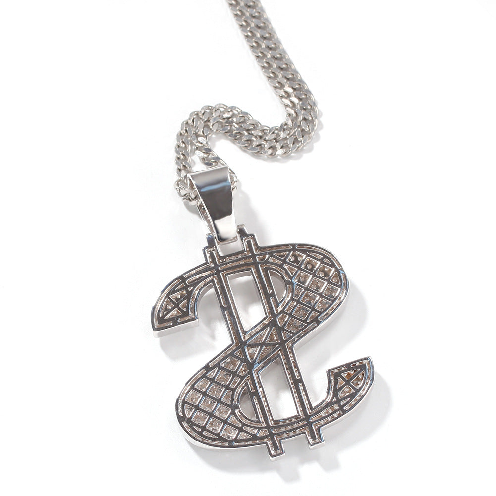 Jewelry Dollar Pendant Necklace Copper Set Zircon Royalty