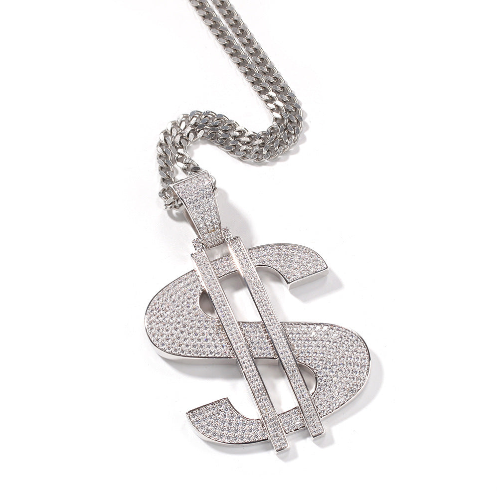 Jewelry Dollar Pendant Necklace Copper Set Zircon Royalty