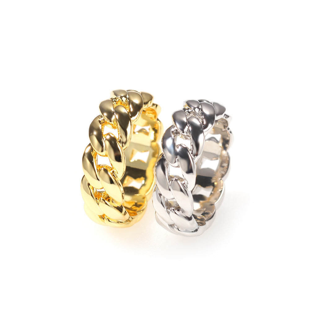 Rings Glossy Cuban Chain Ring Copper St. Valentine's