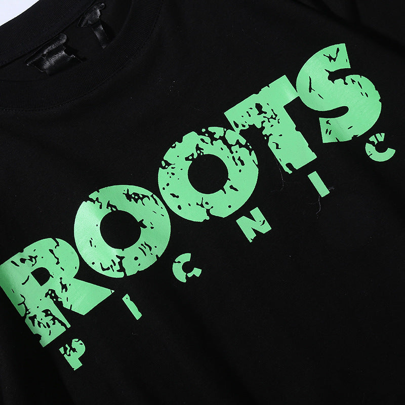 Vlone T Shirts Philadelphia Music Festival Limited Green Large V-neck Print Short Sleeve Loose T-shirt for Men and Women