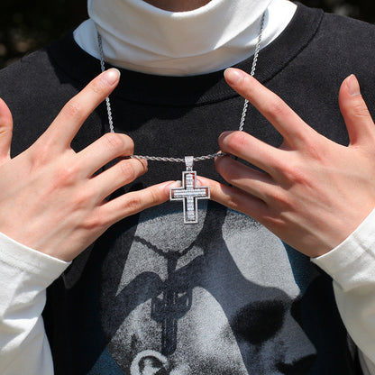 Jewelry Rotatable Double Sided Cross Pendant Necklace Fashion Zircon Pendant Spectrum St. Valentine's