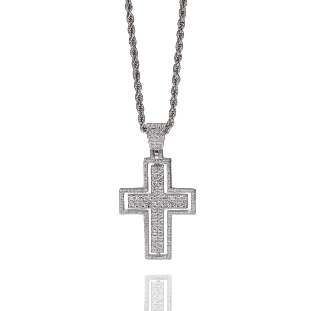 Jewelry Rotatable Double Sided Cross Pendant Necklace Fashion Zircon Pendant Spectrum St. Valentine's