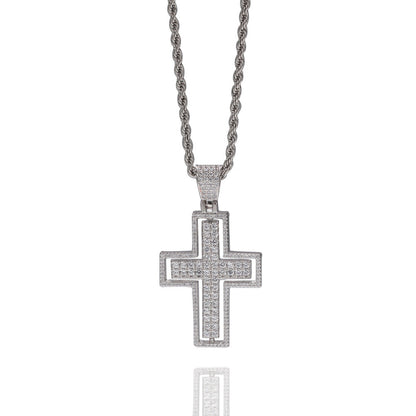 Jewelry Rotatable Double Sided Cross Pendant Necklace Fashion Zircon Pendant Spectrum St. Valentine's
