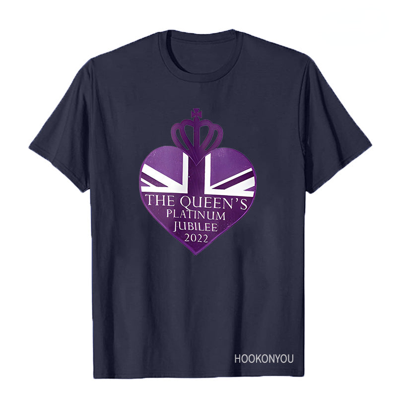 Inspired by Queen's Platinum Jubilee 2022 Elizabeth 70 Years T-shirt round Neck Short Sleeve
