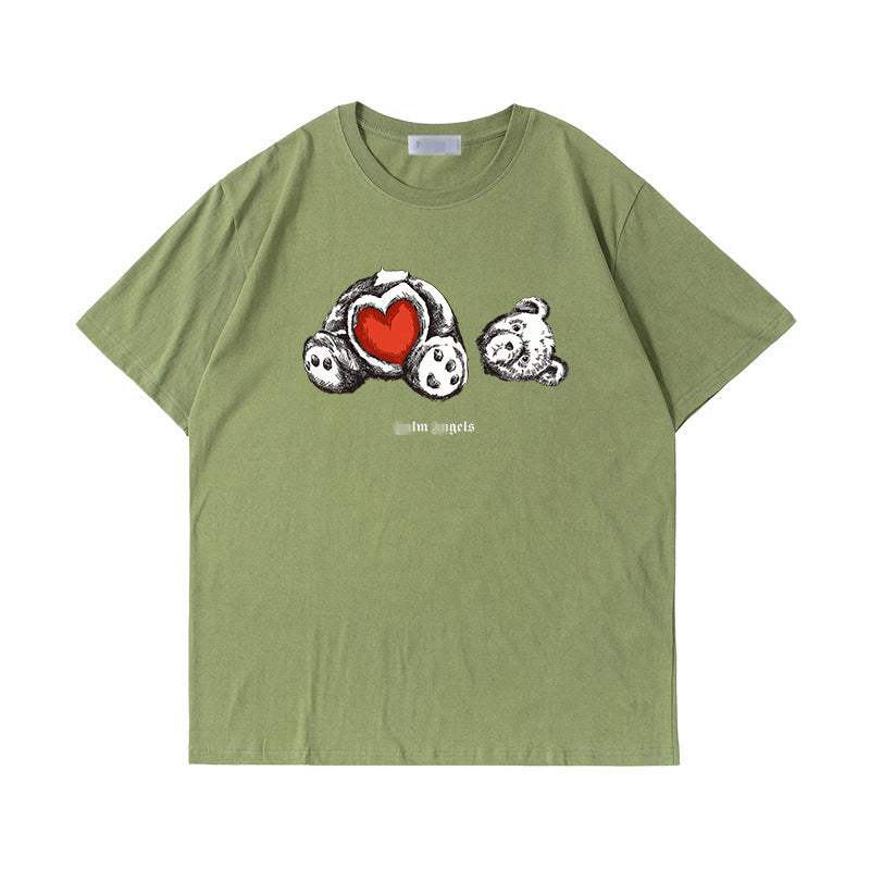 Palm Angels T Shirts Palm Angels Love Teddy Bear Printed Short Sleeve T-shirt