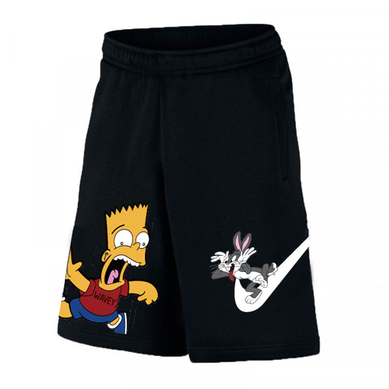 NBA Shorts Cotton Shorts Men's Trend Cartoon Printed Beach Pants