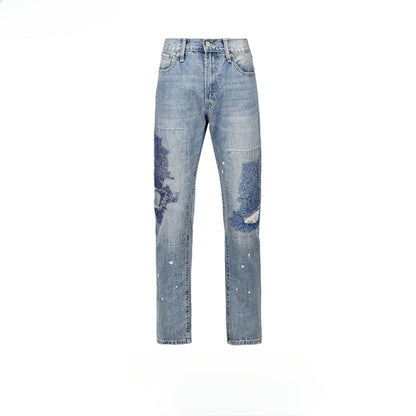 MIJKO Men's Vintage Pants MIJKO Men's Women's Autumn and Winter Urban Street Trendy Trousers Ripped Jeans