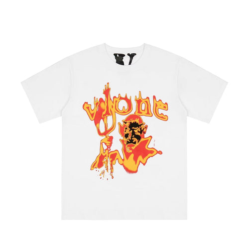 Vlone T Shirts Devil Messenger Large V Printed Short Sleeve T-shirt Men and Women Couple Hip Hop Half Sleeve
