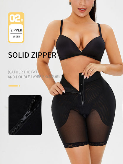 Large Size Water Drop Design High Waist Breathable Mesh Belly Contracting Hip Lift Body Shaping Shorts