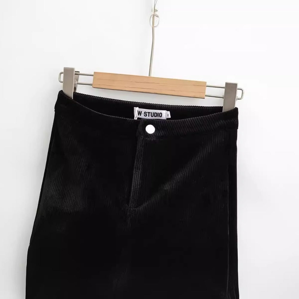 Women Skirt Spring Slim-Fitting Stretch Black Velvet Sheath Shorts