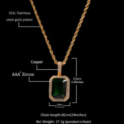 Jewelry Colored Square Solid Vintage Pendant Necklace with Diamonds ins Royalty Jesus Pieces Spectrum