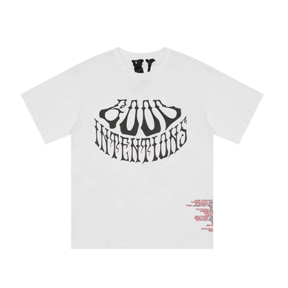 Vlone T Shirts Irregular Letter Print Short-Sleeve T-shirt Men and Women Couple BF Loose Half Sleeve