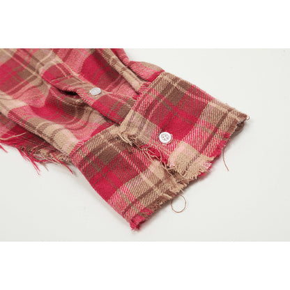 Unisex Shirts Vintage Wash Plaid Shirts