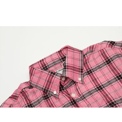 Unisex Shirts Our Legacy Pink Checked Loose Shirt