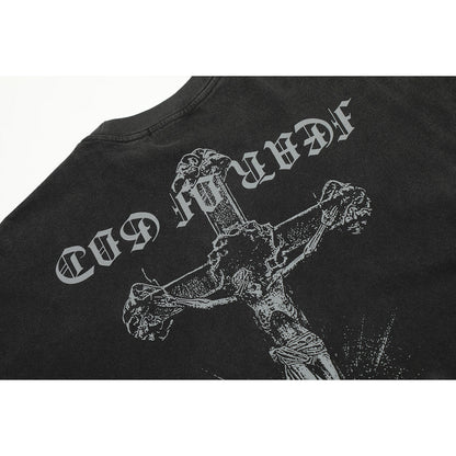 Unisex T-Shirts FOG Vintage Jesus Cross Loose Short Sleeves