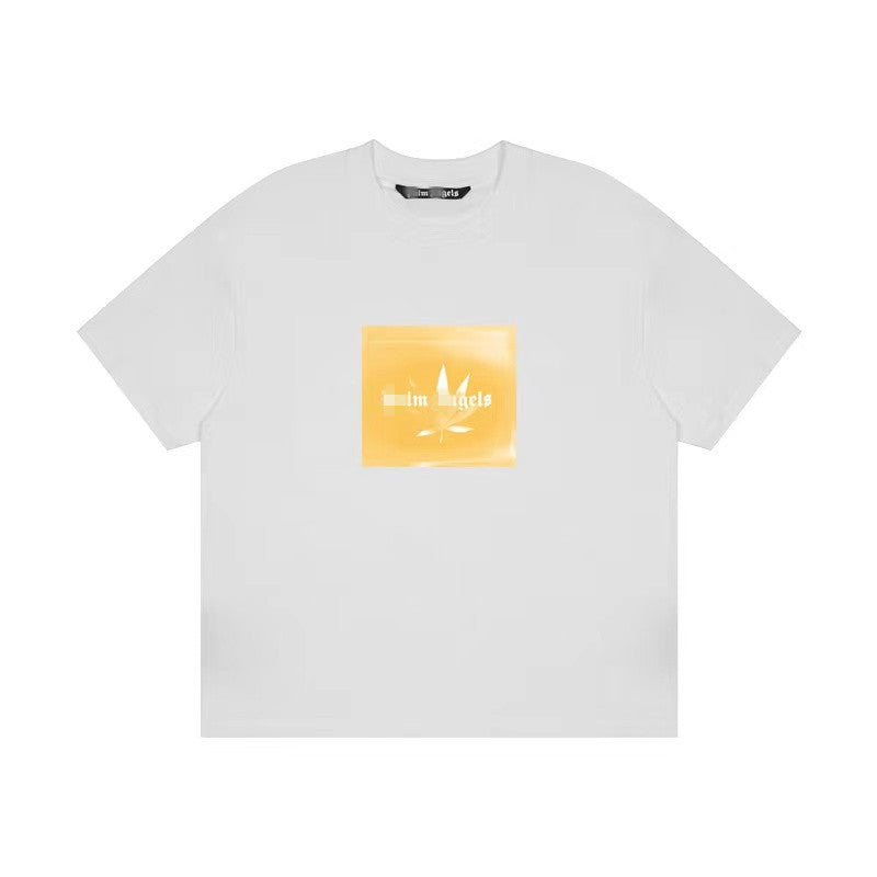 Palm Angels T Shirts Angel Leaves Letter Print Short-Sleeve T-shirt