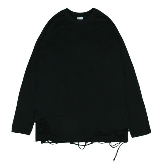 Men Long Sleeve T-Shirt Ripped Solid Color Trendy Loose Bottoming Shirt