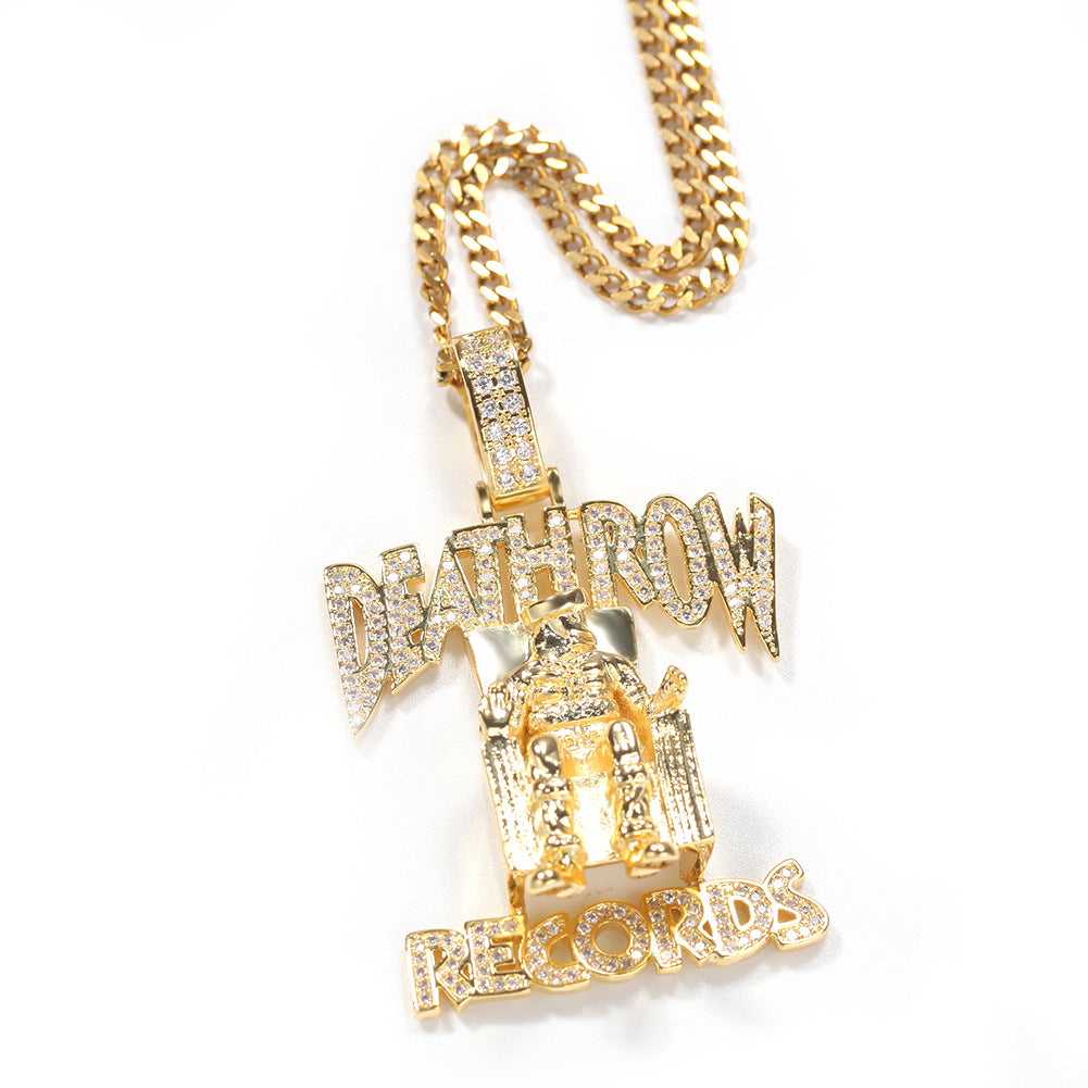 Jewelry DEATHROW Pendant Full Zircon Hiphop Letter Necklace Hip Hop St. Valentine's Royalty Word Up