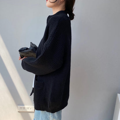 Women Cardigan Sweater Loose Autumn Zipper Jacket 8t7116