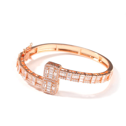 Bracelet HiphopT Square Zirconium Men's Bracelet Gold Plated ins St. Valentine's