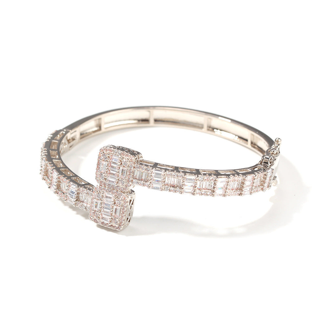 Bracelet HiphopT Square Zirconium Men's Bracelet Gold Plated ins St. Valentine's