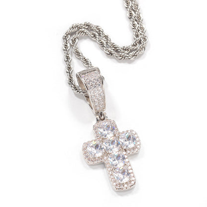 Jewelry Fashion Copper with Colored Zircon Cross Pendant Street rapper Spectrum