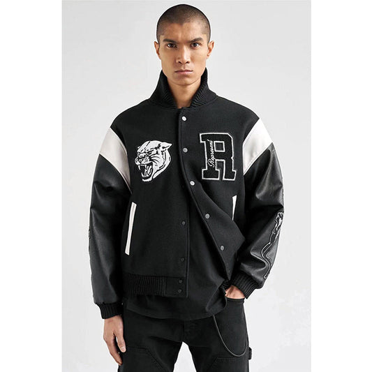 Unisex Baseball Jersey Represents Loose Leather Sleeve Baseball Jacket