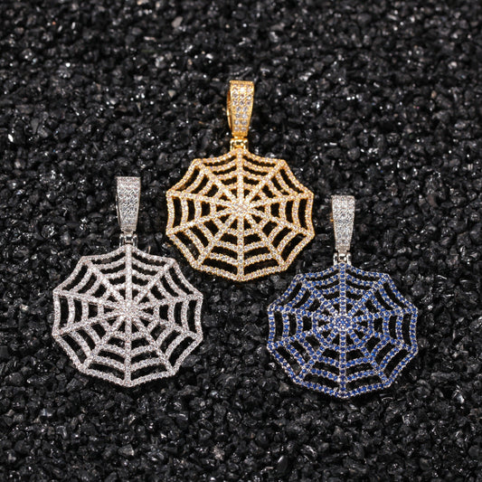 Jewelry Hip Hop 3A Zircon Spider Web Necklace