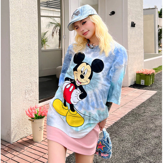 Unisex T-Shirts Mickey Pattern Cotton Loose T-Shirt