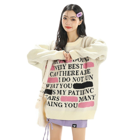 Women Sweater Knitted Couple Idle Style Pullover Sweater