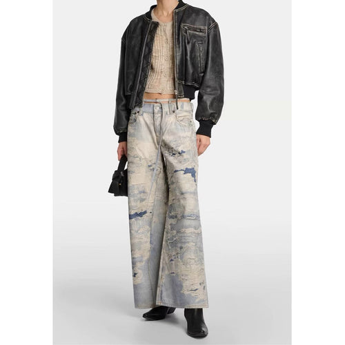 Unisex Pants Distressed Relaxed Wide-leg Jeans
