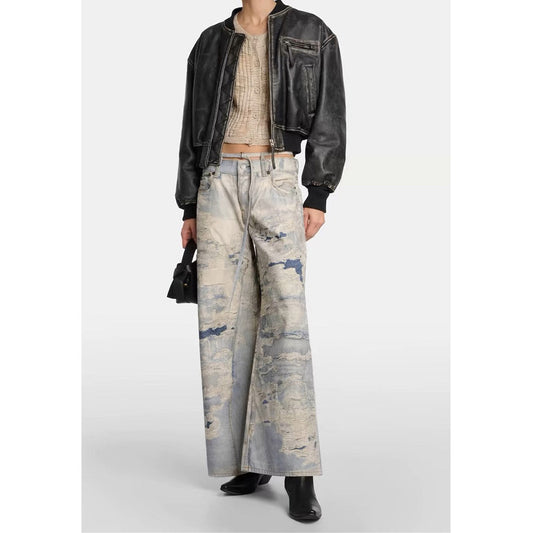 Unisex Pants Distressed Relaxed Wide-leg Jeans