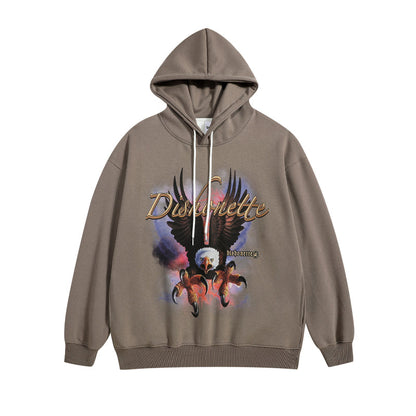 Men Hoodie Retro Hiphop Printed Hoodie Men and Women Loose