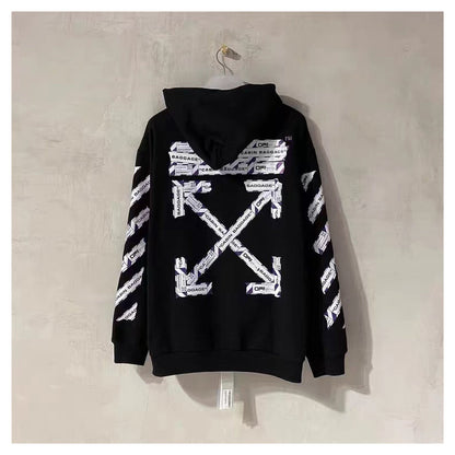 OW Hoodie Zipper Long Sleeve Sweatshirt Airport Cordon