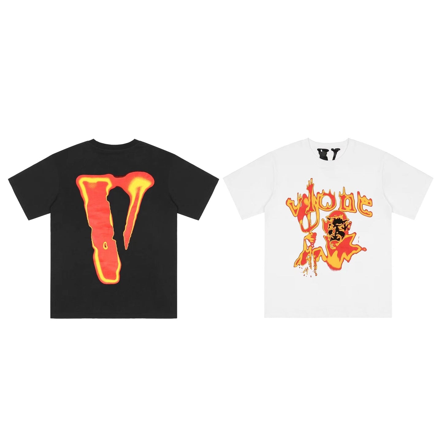 Vlone T Shirts Devil Messenger Large V Printed Short Sleeve T-shirt Men and Women Couple Hip Hop Half Sleeve